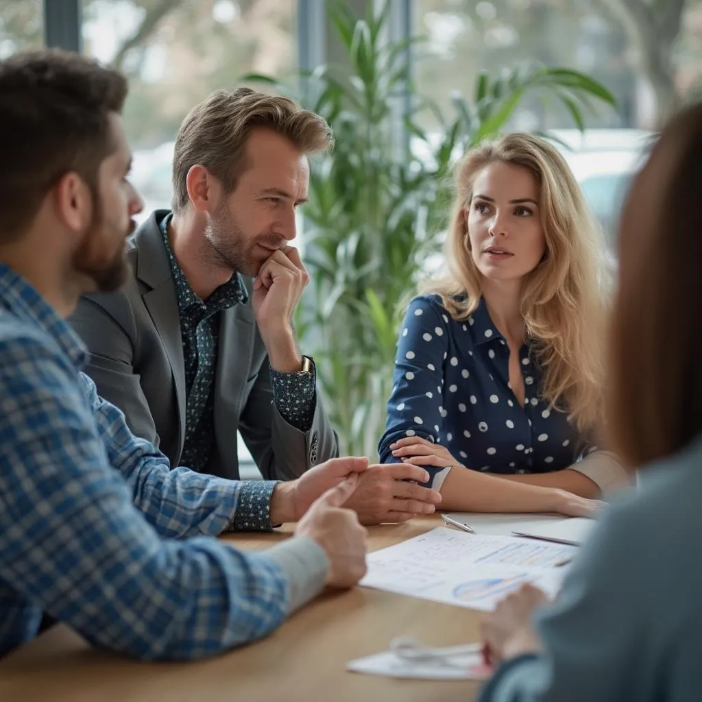 Equipo reunido en estrategia